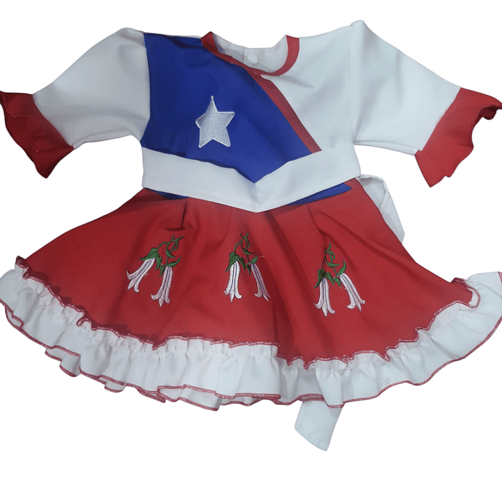 Vestido Típico Huasa Bandera Chilena para Bebé 1