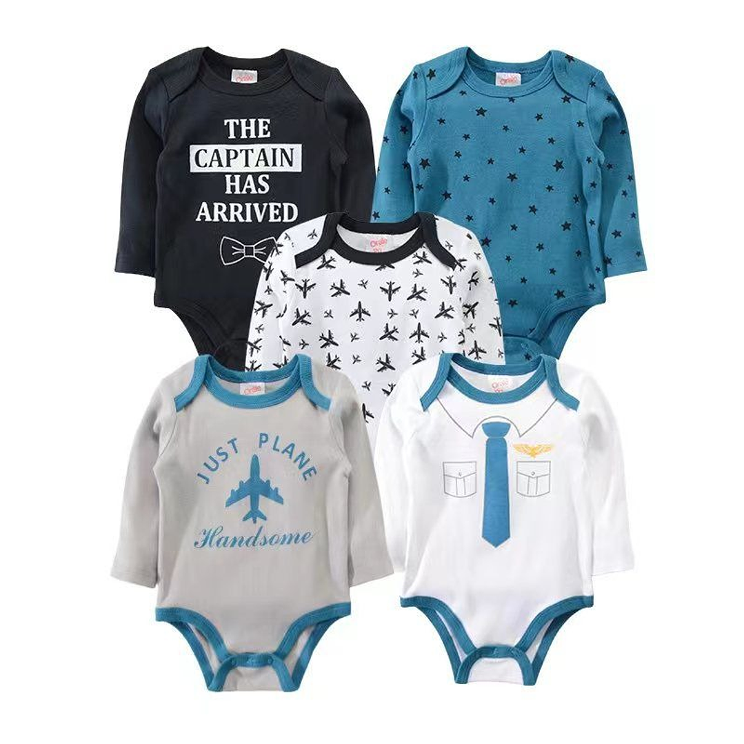 Pack de 5 Bodys Manga Larga de Algodón para Bebé 1