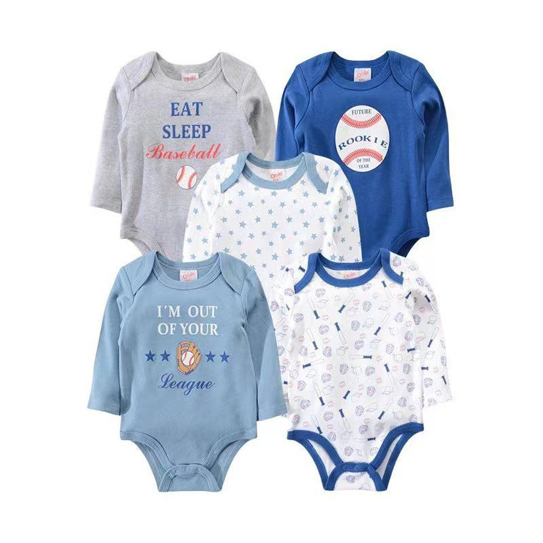 Pack de 5 Bodys Manga Larga de Algodón para Bebé 1