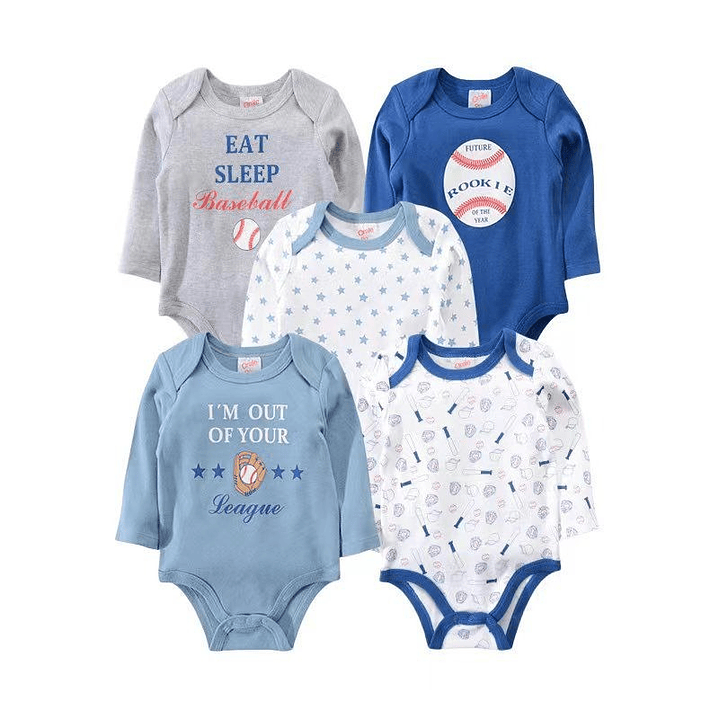 Pack de 5 Bodys Manga Larga de Algodón para Bebé 1
