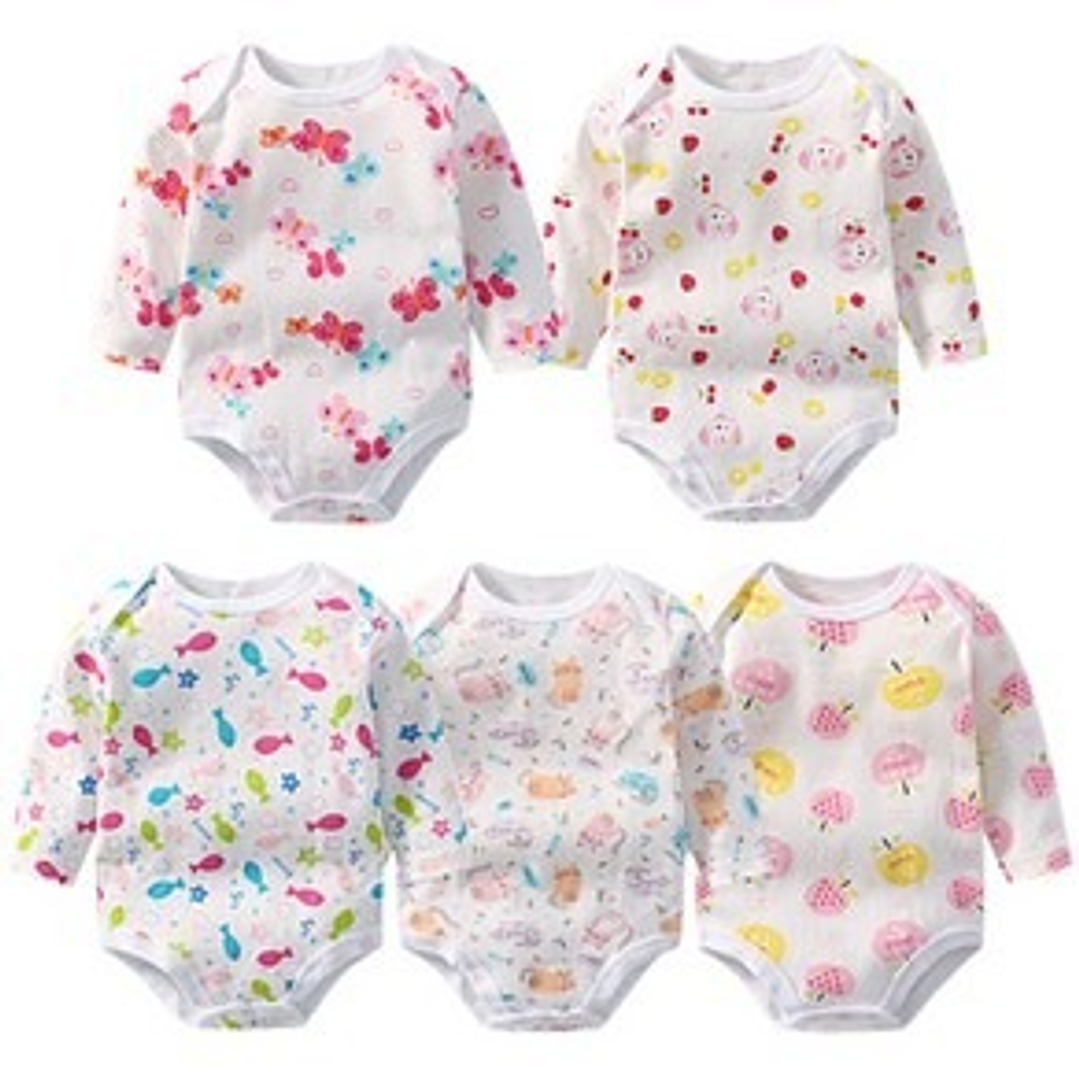Pack de 5 Bodys Manga Larga de Algodón para Bebé Niño Niña 1