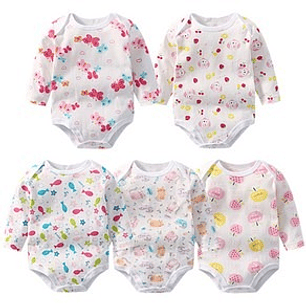 Pack de 5 Bodys Manga Larga de Algodón para Bebé Niño Niña