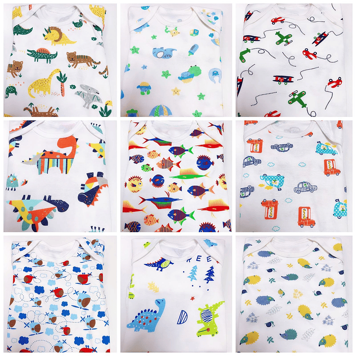 Pack de 5 Bodys Manga Larga de Algodón para Bebé Niño Niña 4