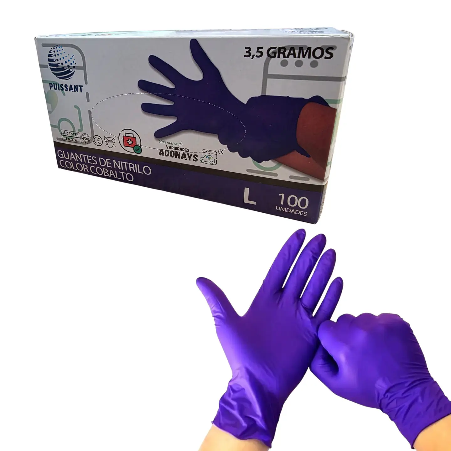 Guante Nitrilo Cobalto Sin Polvo Box de 1000 Unidades - Puissant 3