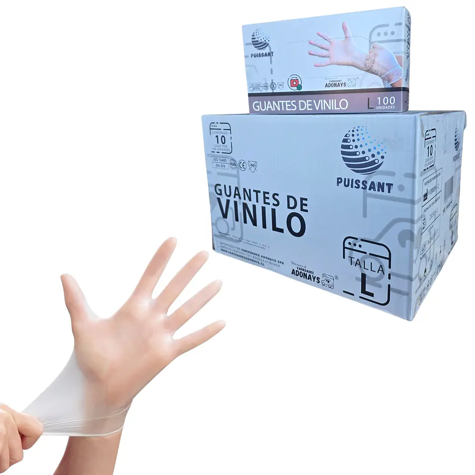 Guante Vinilo Trasparente Sin Polvo Box de 1000 Unidades - Puissant 5