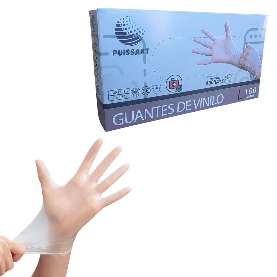 Guante Vinilo Trasparente Sin Polvo Box de 1000 Unidades - Puissant 3