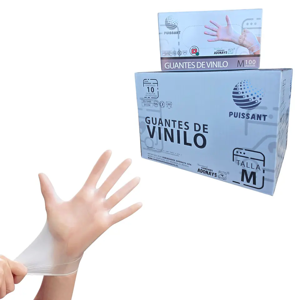 Guante Vinilo Trasparente Sin Polvo Box de 1000 Unidades - Puissant 2
