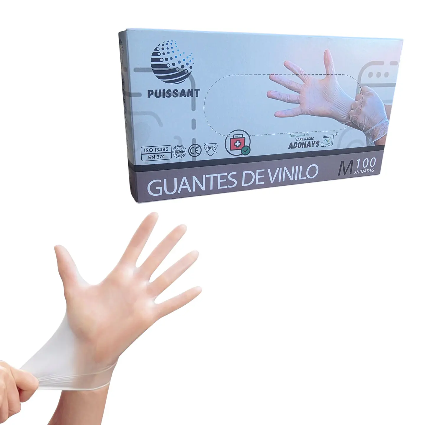 Guante Vinilo Trasparente Sin Polvo Box de 1000 Unidades - Puissant 4
