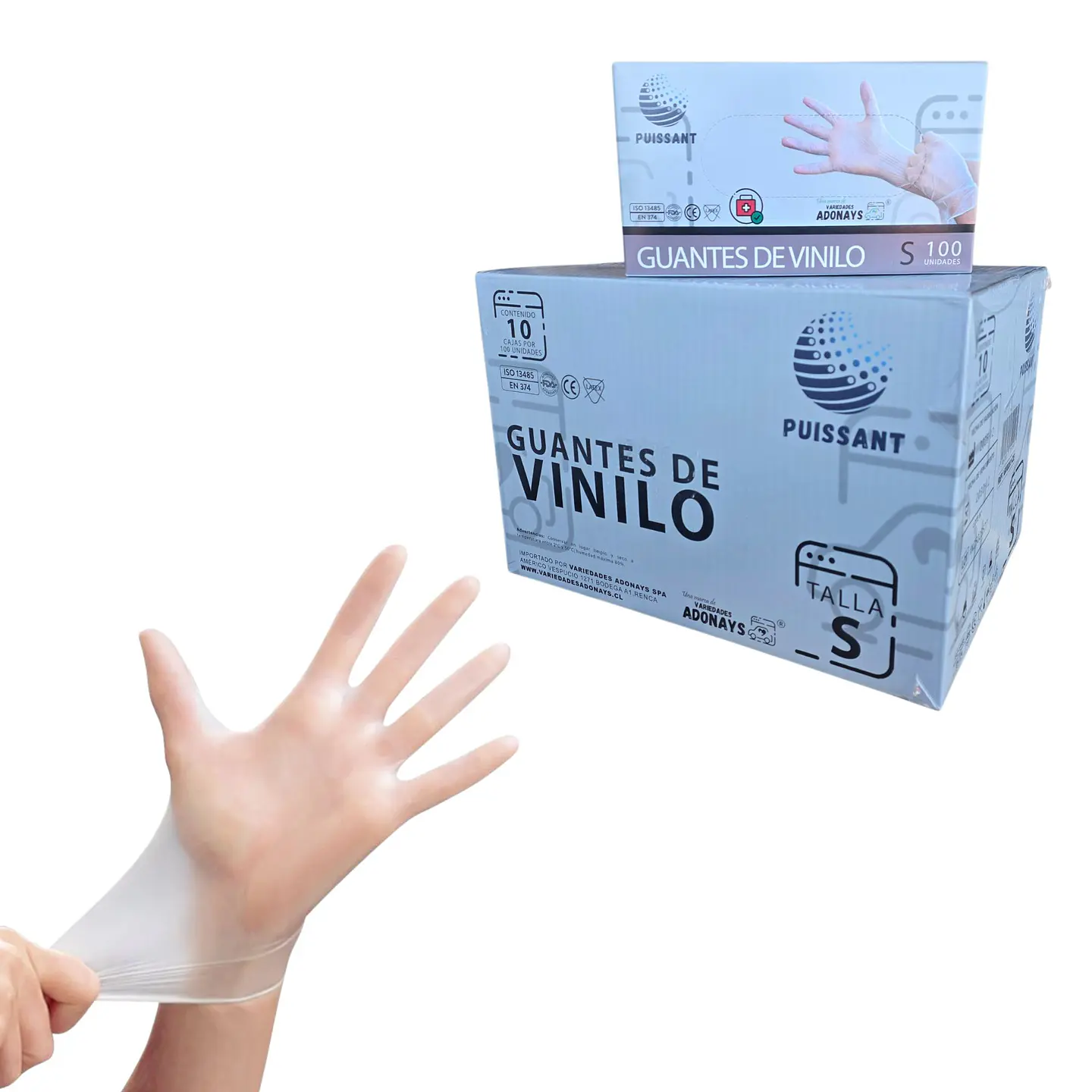 Guante Vinilo Trasparente Sin Polvo Box de 1000 Unidades - Puissant 6