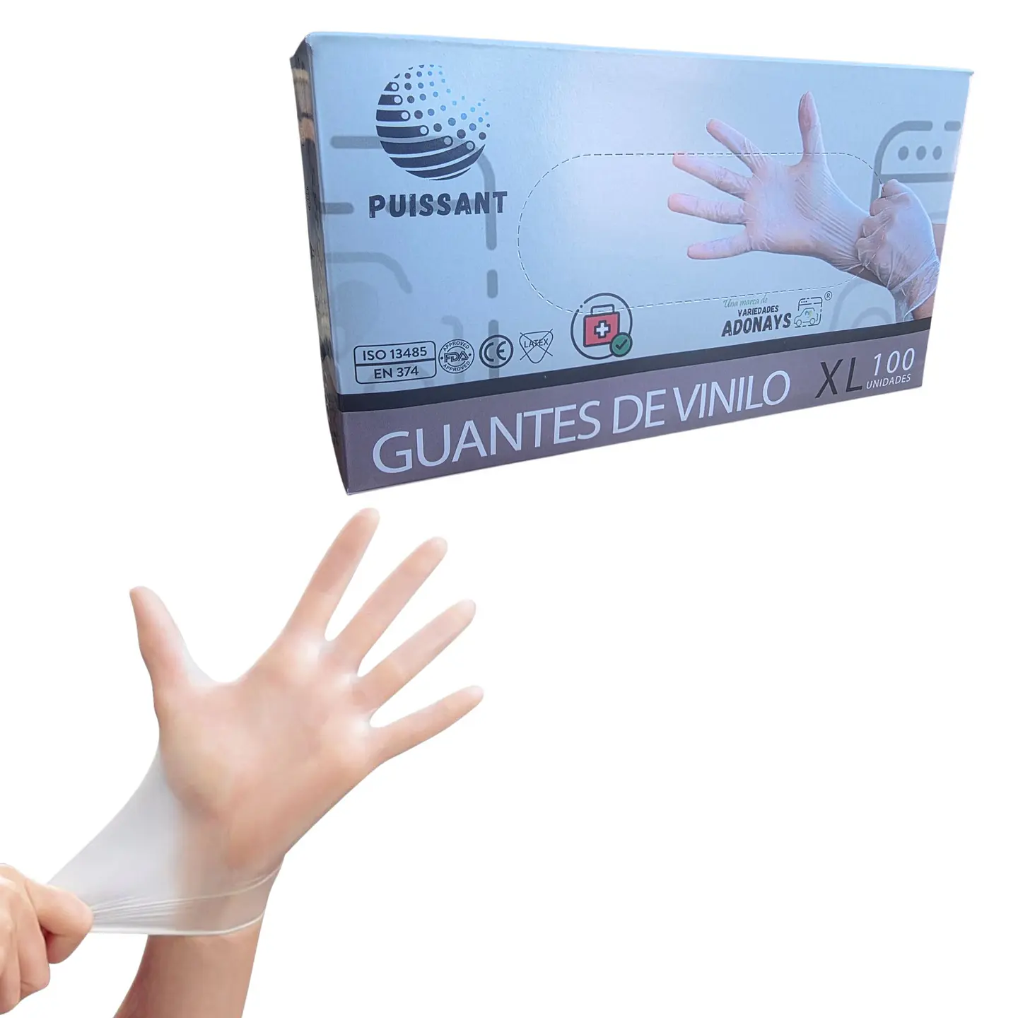 Guante Vinilo Trasparente Sin Polvo Box de 1000 Unidades - Puissant 9