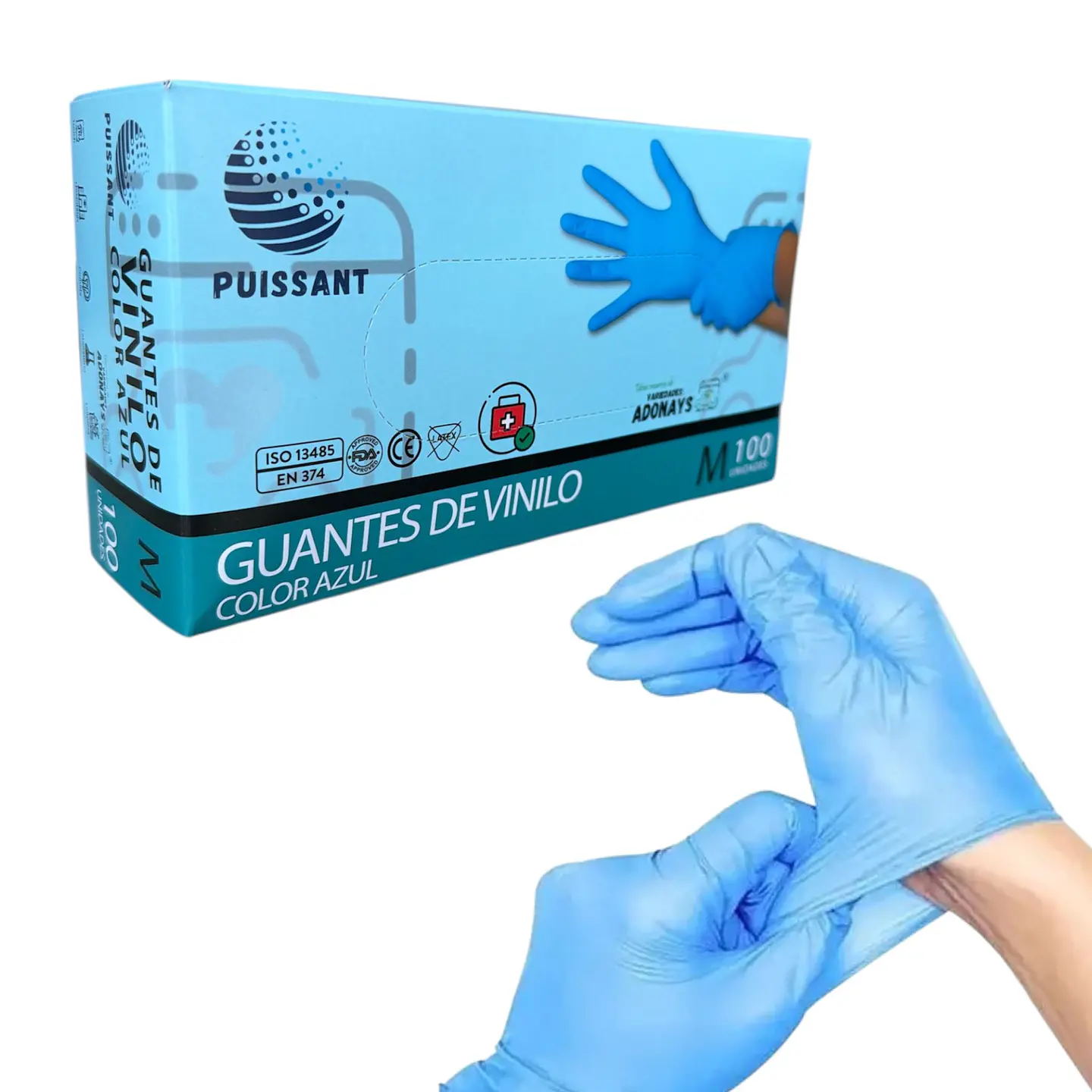 Guante Vinilo Azul Sin Polvo Box de 1000 Unidades - Puissant 5