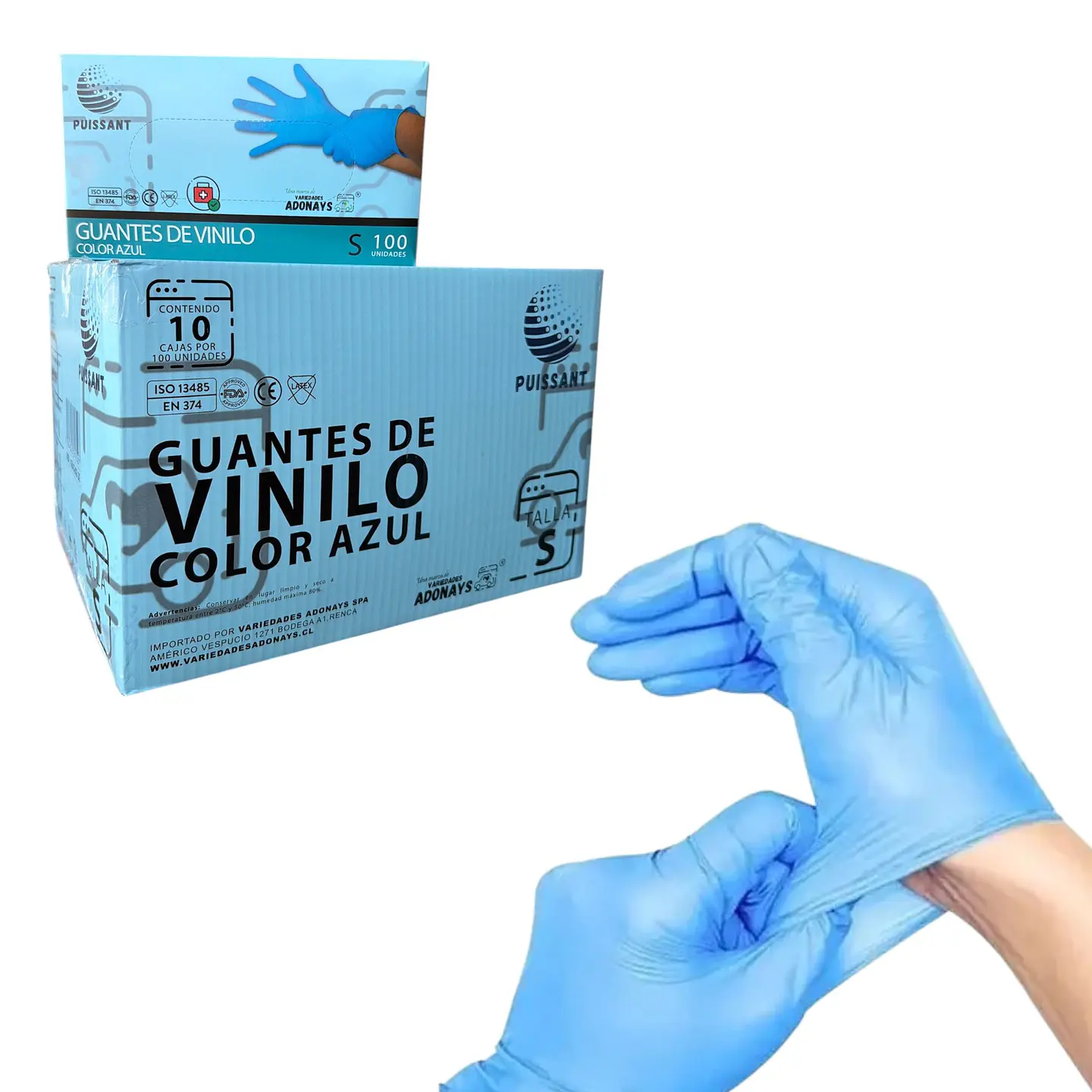 Guante Vinilo Azul Sin Polvo Box de 1000 Unidades - Puissant 6