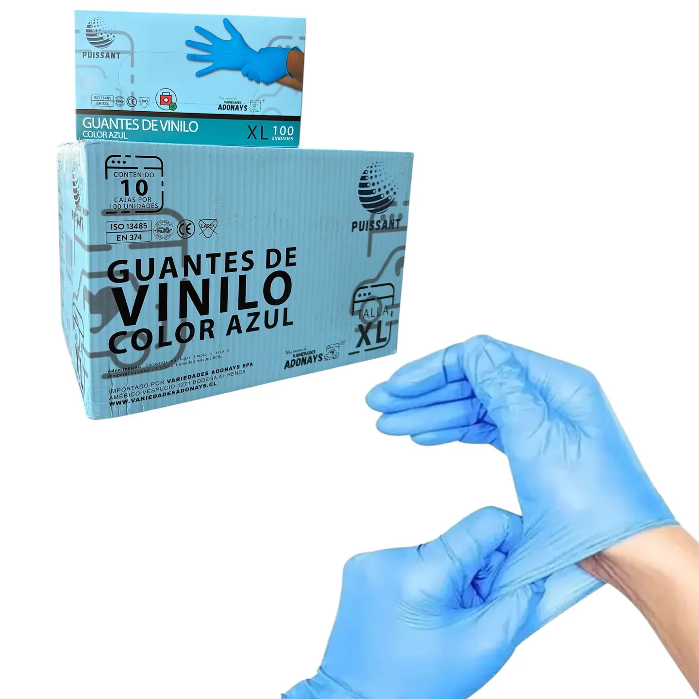 Guante Vinilo Azul Sin Polvo Box de 1000 Unidades - Puissant 9