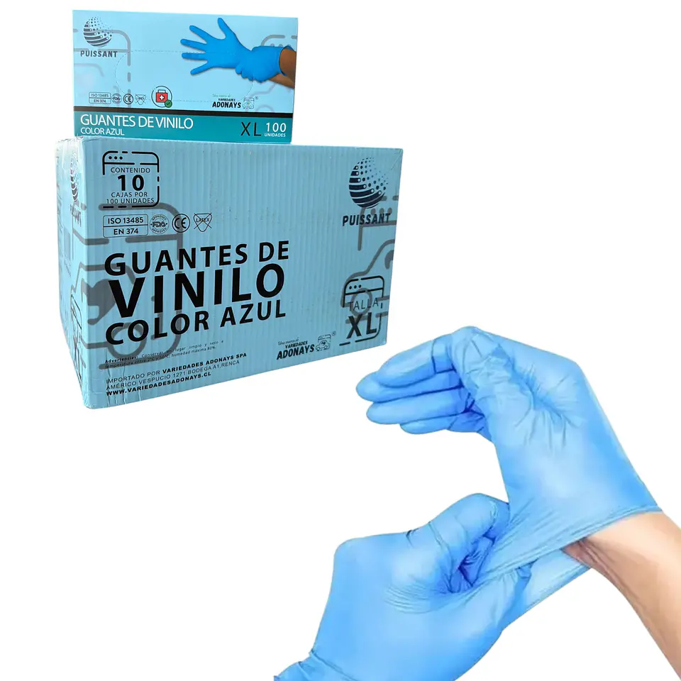 Guante Vinilo Azul Sin Polvo Box de 1000 Unidades - Puissant 9