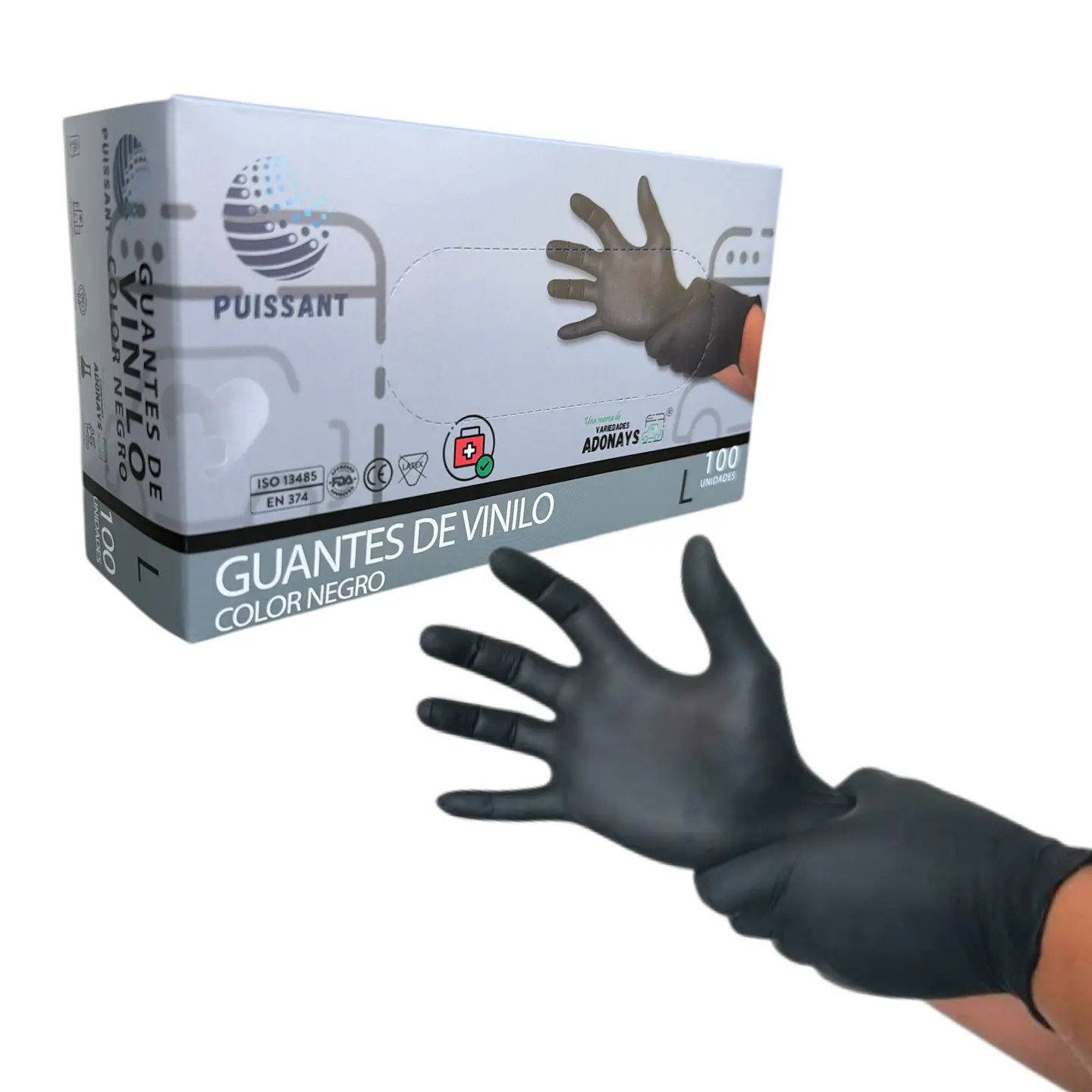 Guante Vinilo Negro Sin Polvo Box de 1000 Unidades - Puissant 3