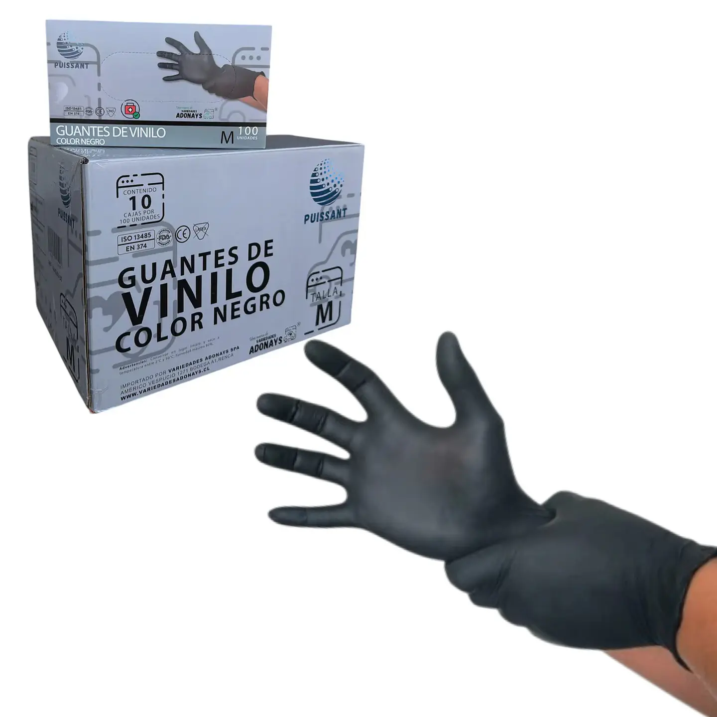 Guante Vinilo Negro Sin Polvo Box de 1000 Unidades - Puissant 5