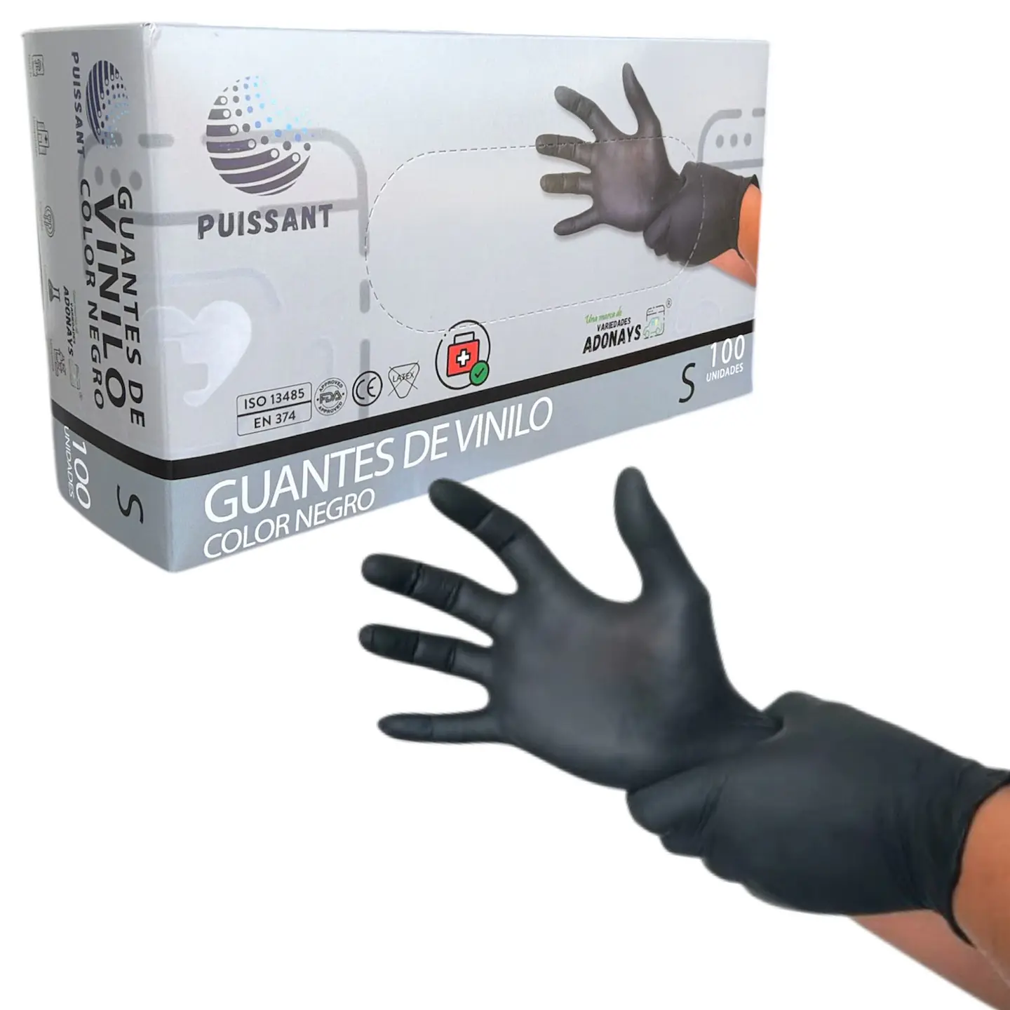 Guante Vinilo Negro Sin Polvo Box de 1000 Unidades - Puissant 6