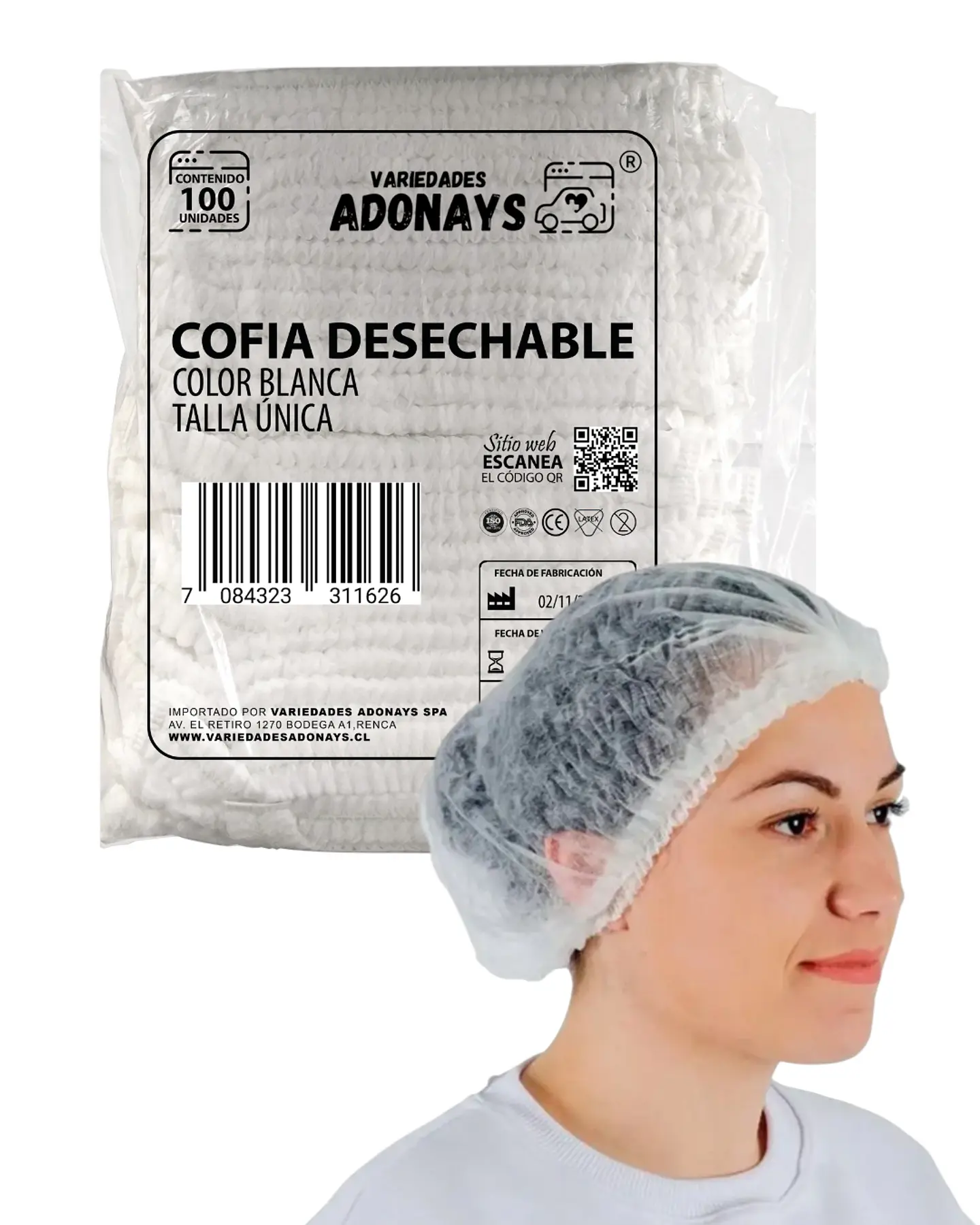 Cofias Desechables Blanca (Embalaje de 1000unidades) 1
