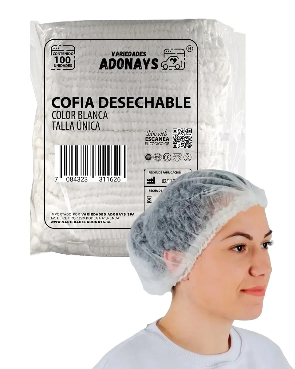 Cofias Desechables Blanca (Embalaje de 1000unidades) 1