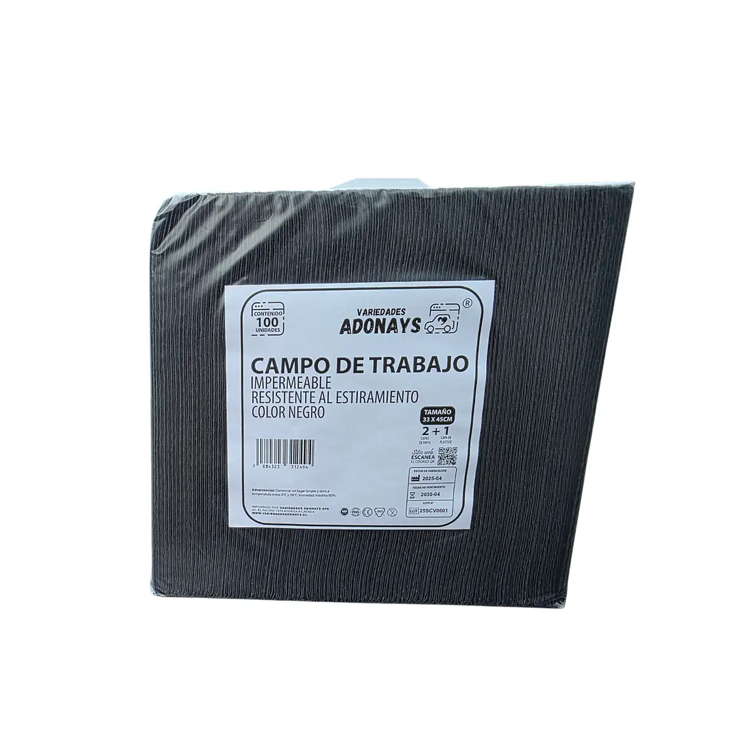 Campo de Trabajo, Servilleta, Pecheras Color Negro (Embalaje de 500 unidades) 4