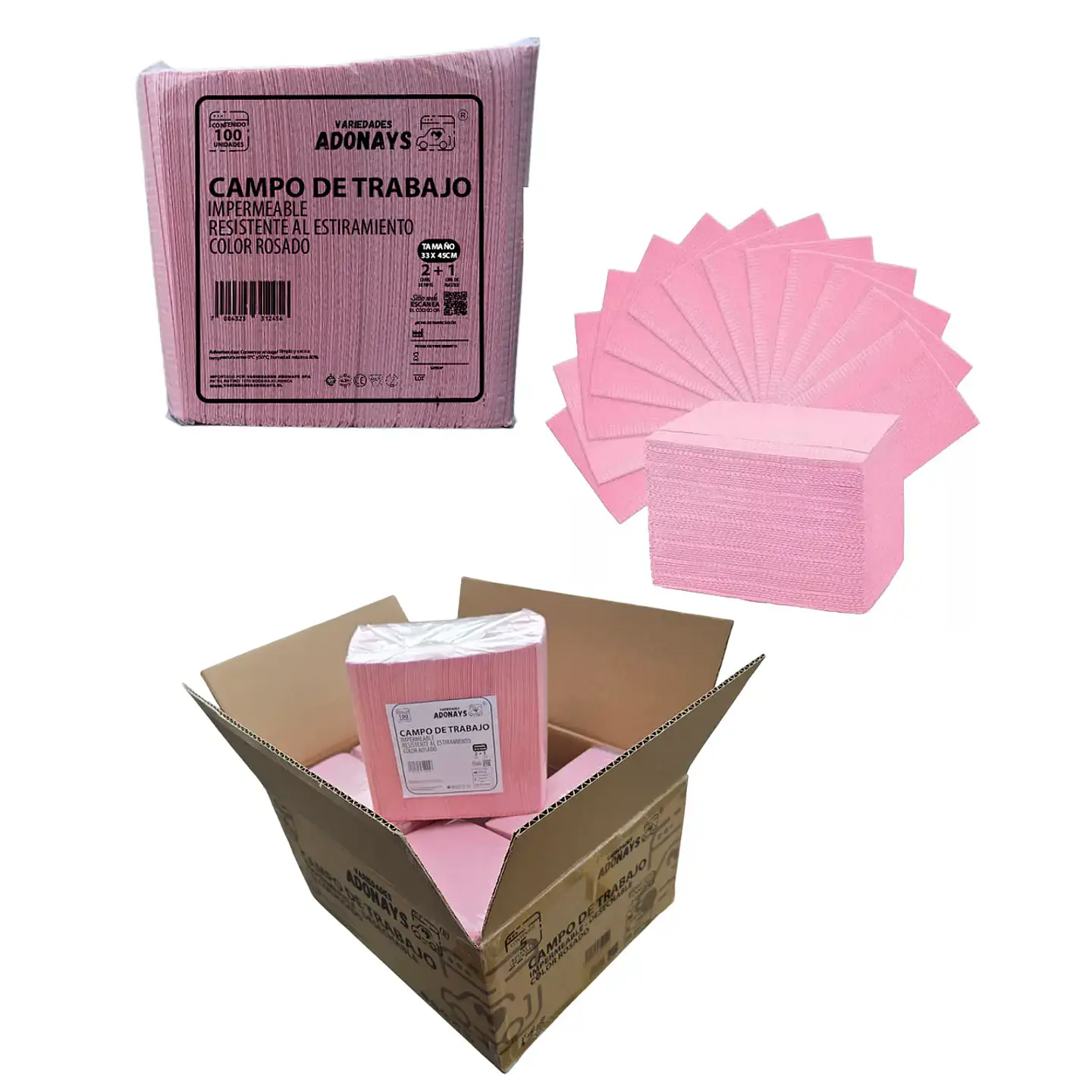 Campo de Trabajo, Servilleta, Pecheras Color Rosado (Embalaje de 500 unidades) 1