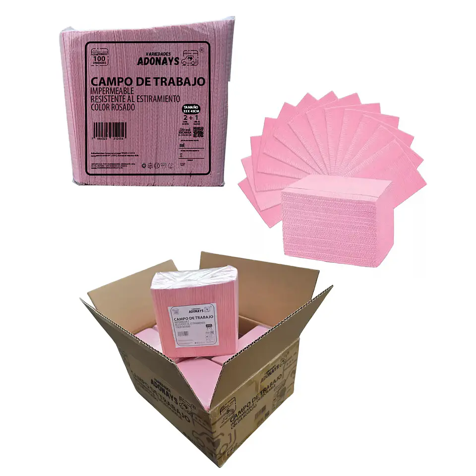Campo de Trabajo, Servilleta, Pecheras Color Rosado (Embalaje de 500 unidades) 1