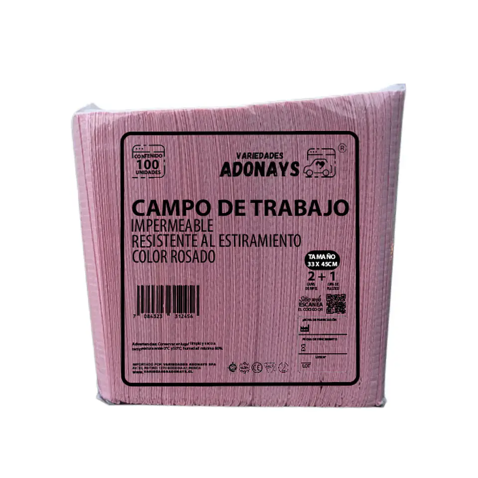 Campo de Trabajo, Servilleta, Pecheras Color Rosado (Embalaje de 500 unidades) 4