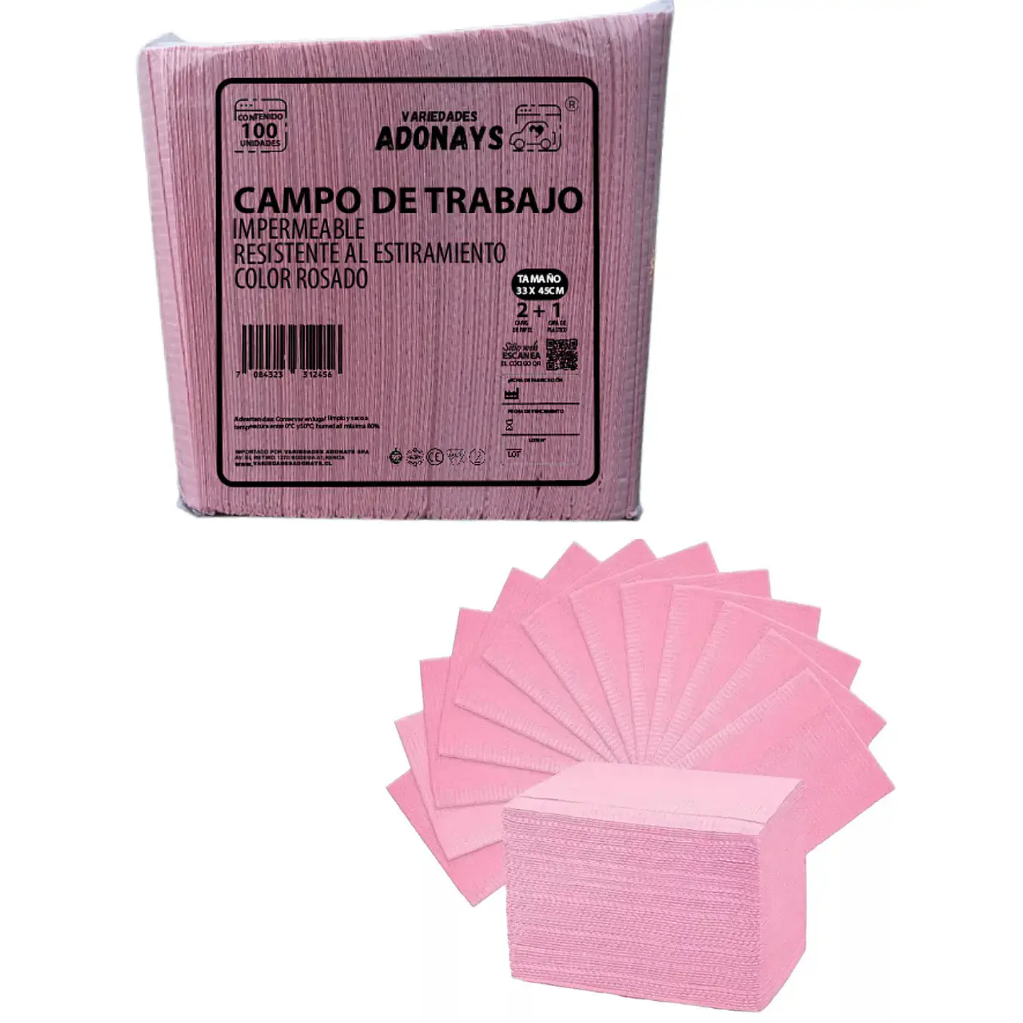 Campo de Trabajo, Servilleta, Pecheras Color Rosado (Embalaje de 500 unidades) 2