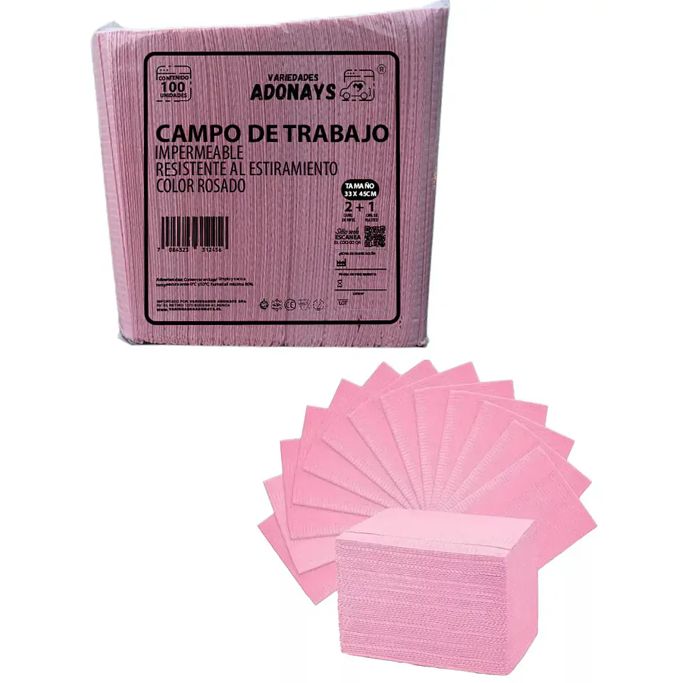 Campo de Trabajo, Servilleta, Pecheras Color Rosado (Embalaje de 500 unidades) 2