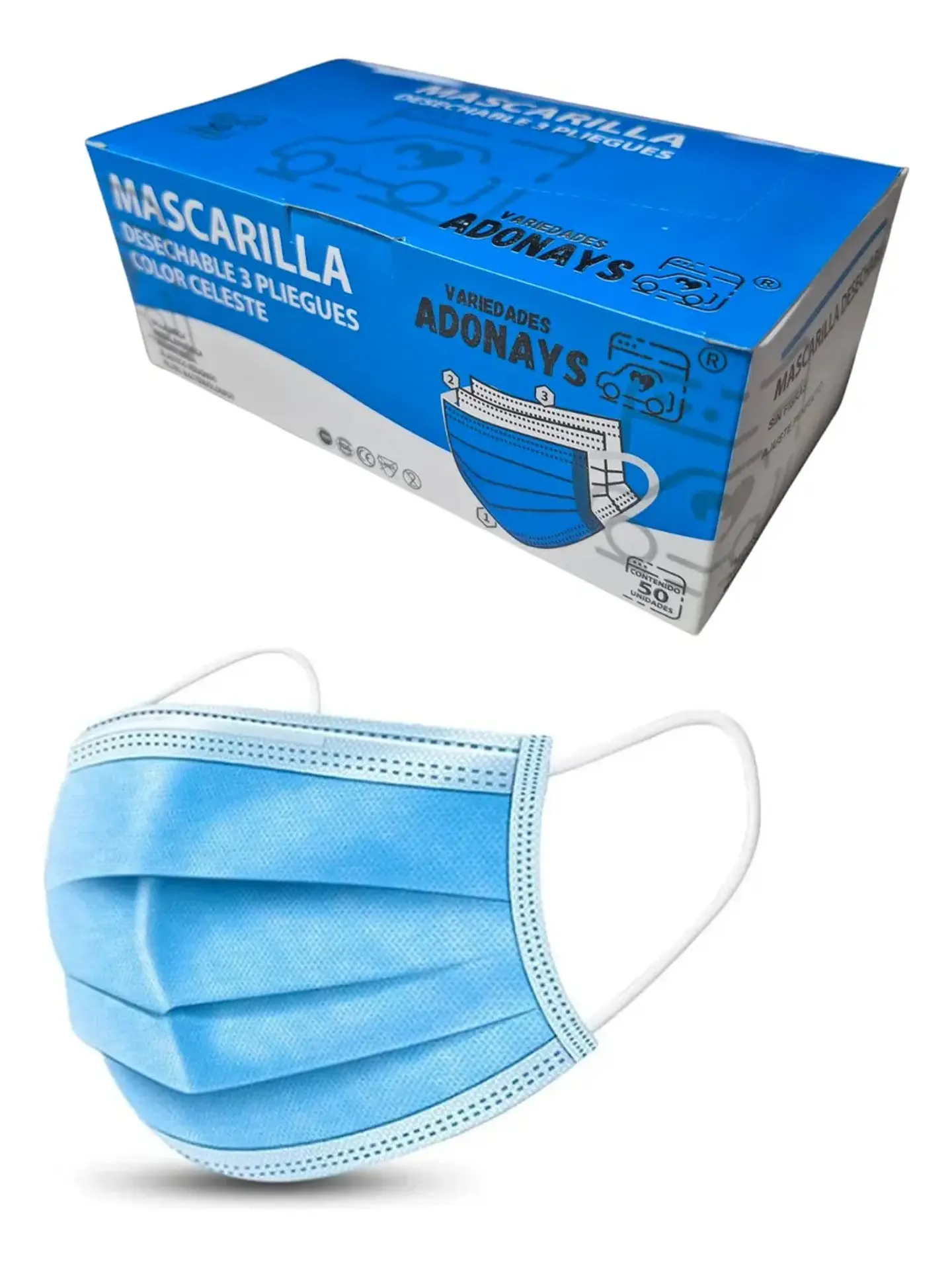 Mascarilla Color Azul (Embalaje de 2000 unidades) 1
