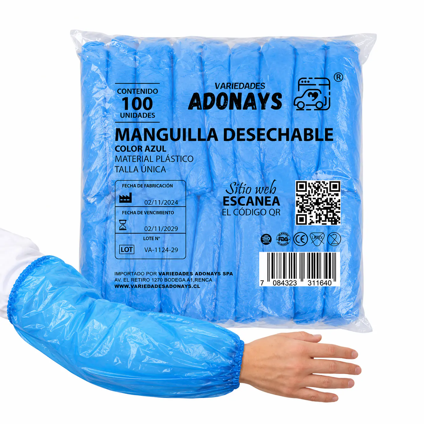 Manguilla Desechable Color Azul – Embalaje 1.000 Unidades (10 Paquetes x 100 Unidades) 1