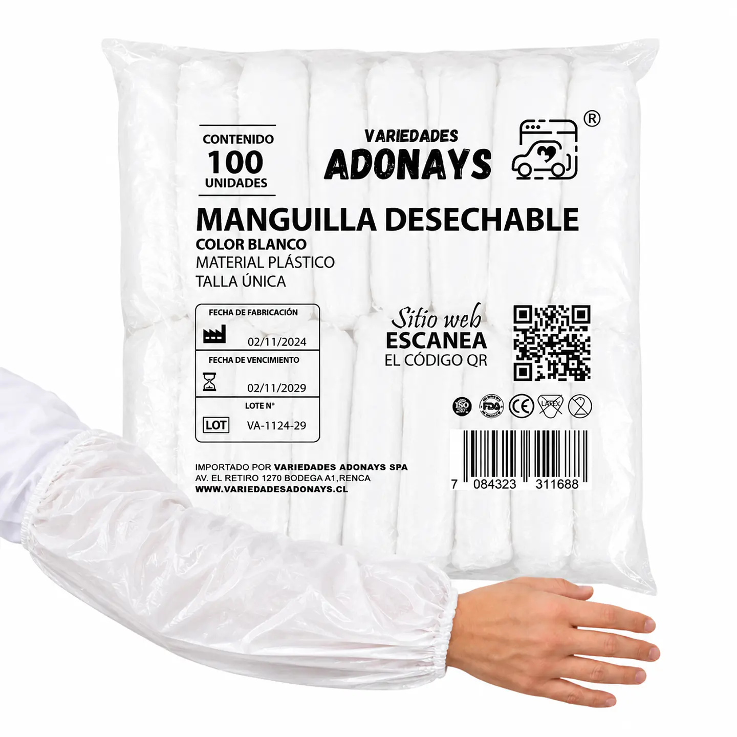 Manguilla Desechable Color Blanco – Embalaje 1.000 Unidades (10 Paquetes x 100 Unidades) 1