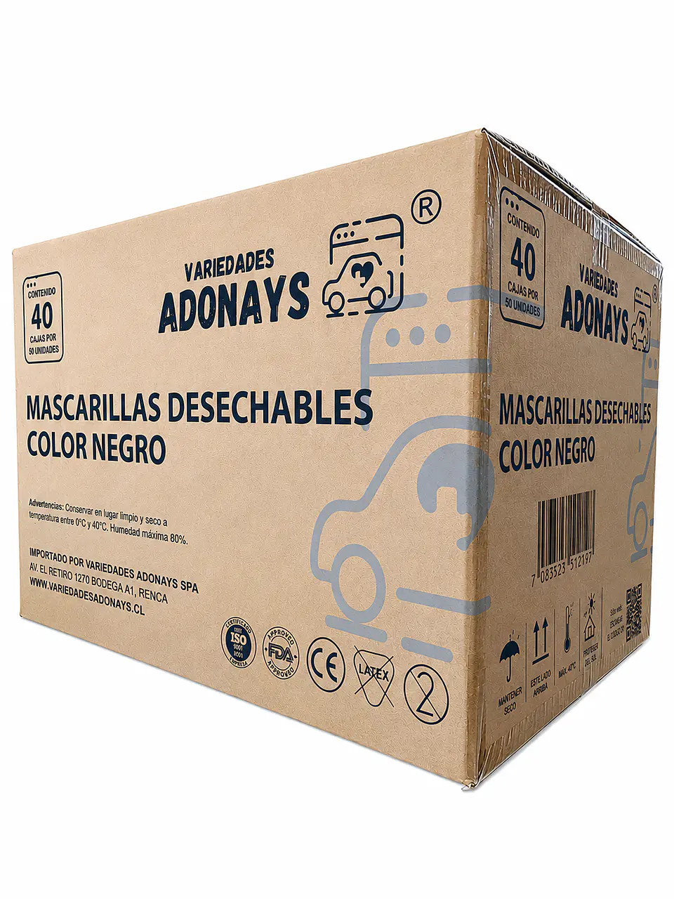 Mascarilla Desechable 3 Pliegues Color Negro – Embalaje 2.000 Unidades (40 Cajas x 50 Unidades) 6