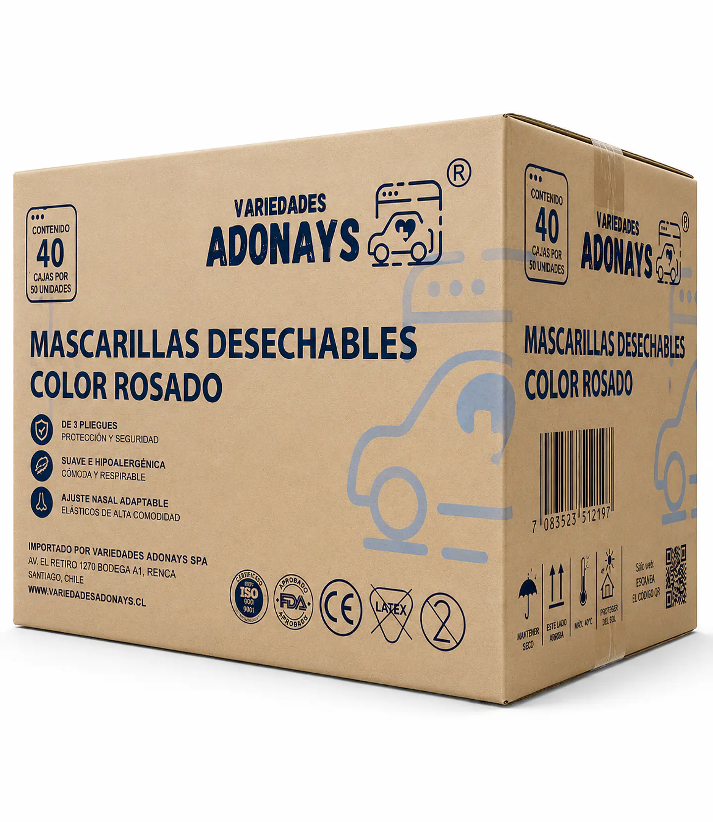 Mascarilla Desechable 3 Pliegues Color Rosado – Embalaje 2.000 Unidades (40 Cajas x 50 Unidades) 7