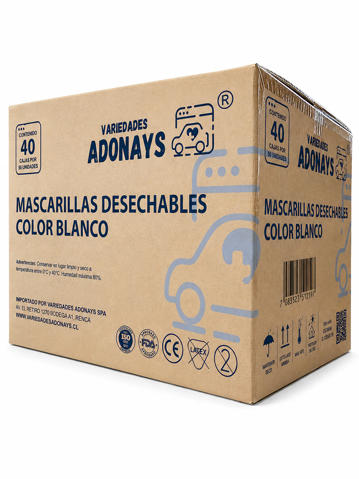 Mascarilla Desechable 3 Pliegues Color Blanco – Embalaje 2.000 Unidades (40 Cajas x 50 Unidades) 5