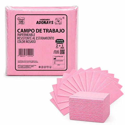 Campo Desechable Color Rosado – Embalaje 1.000 Unidades (10 Paquetes x 100 Unidades)