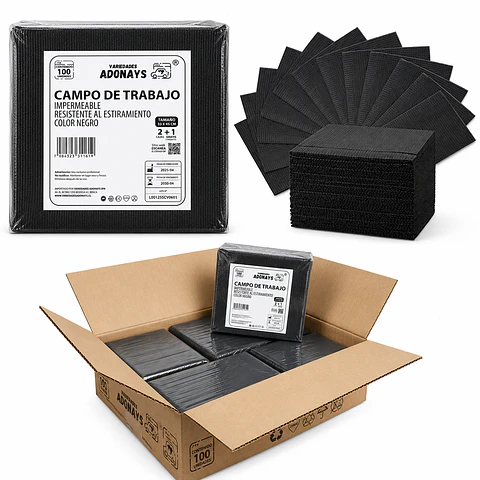 Campo Desechable Color Negro – Embalaje 1.000 Unidades (10 Paquetes x 100 Unidades)