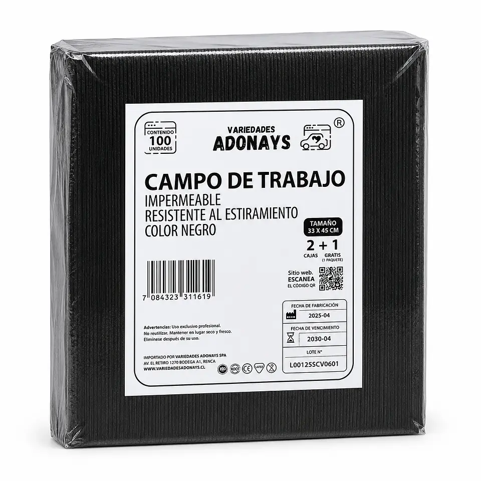Campo Desechable Color Negro – Embalaje 1.000 Unidades (10 Paquetes x 100 Unidades) 4