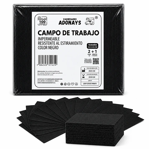 Campo Desechable Color Negro – Embalaje 1.000 Unidades (10 Paquetes x 100 Unidades)