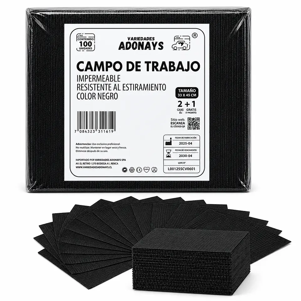 Campo Desechable Color Negro – Embalaje 1.000 Unidades (10 Paquetes x 100 Unidades) 1