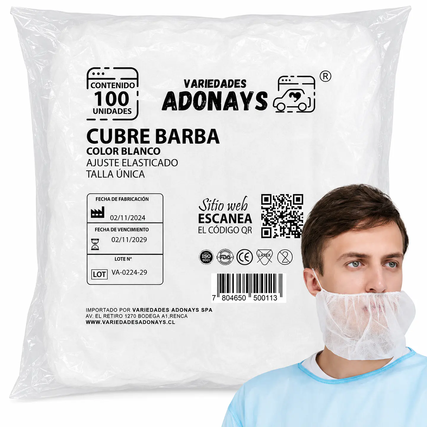 Cubre Barba Desechable Color Blanco – Embalaje 1.000 Unidades (10 Paquetes x 100 Unidades) 1