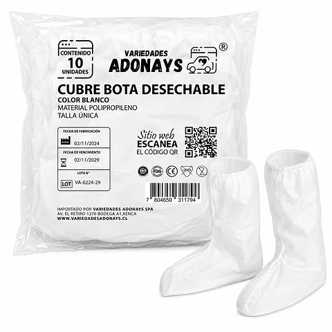 Cubre Bota Desechable Color Blanco – Embalaje 200 Unidades (20 Paquetes x 10 Unidades)