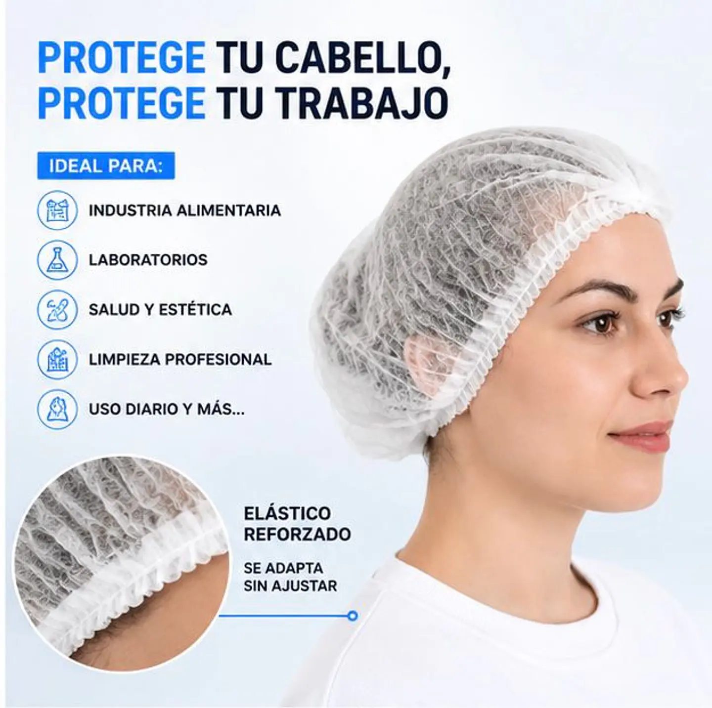 Cofia Desechable Color Blanca – Embalaje 1.000 Unidades (10 Paquetes x 100 Unidades) 2