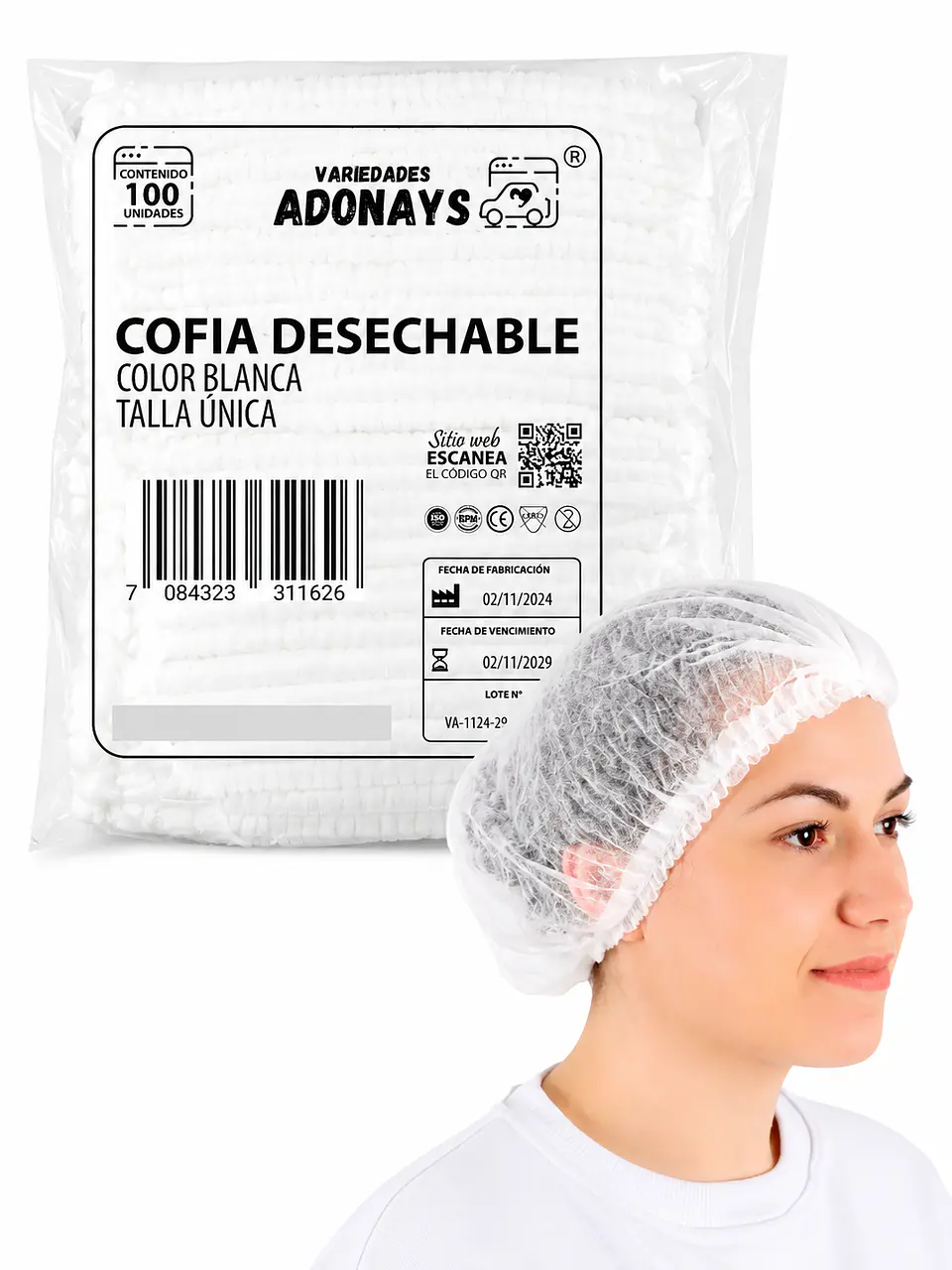 Cofia Desechable Color Blanca – Embalaje 1.000 Unidades (10 Paquetes x 100 Unidades) 4