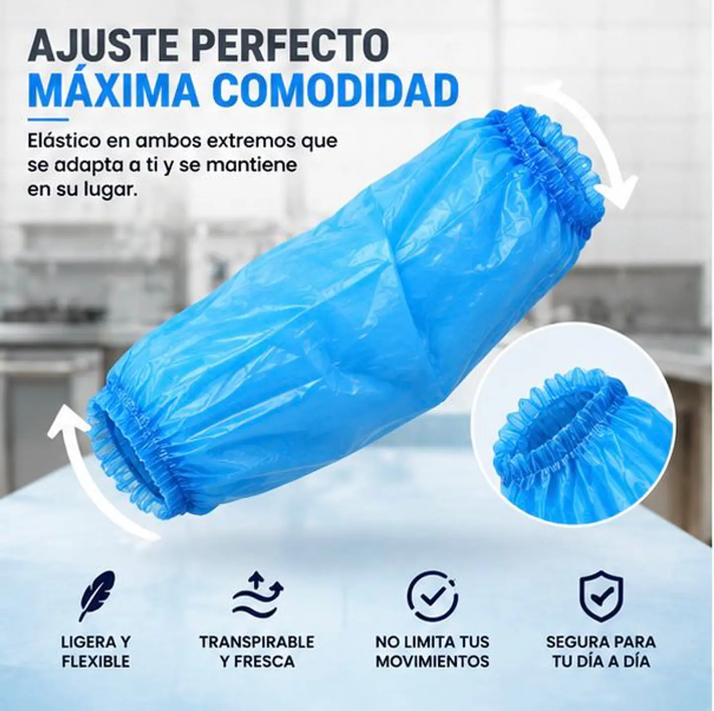 Manguilla Desechable Color Azul – Embalaje 1.000 Unidades (10 Paquetes x 100 Unidades) 3