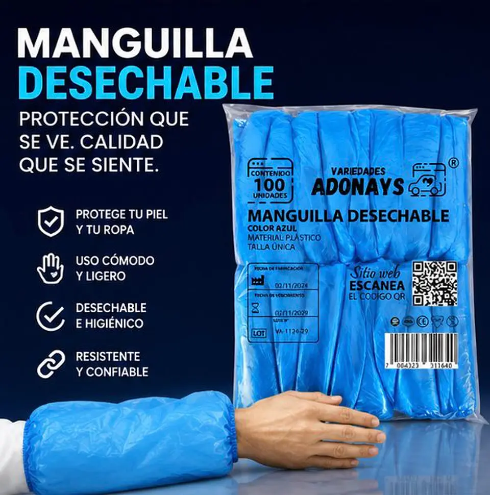 Manguilla Desechable Color Azul – Embalaje 1.000 Unidades (10 Paquetes x 100 Unidades) 4