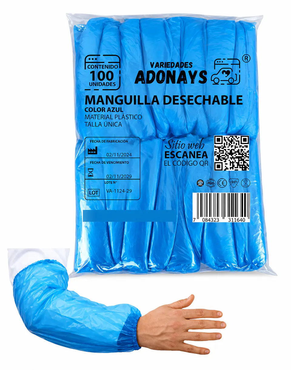 Manguilla Desechable Color Azul – Embalaje 1.000 Unidades (10 Paquetes x 100 Unidades) 7