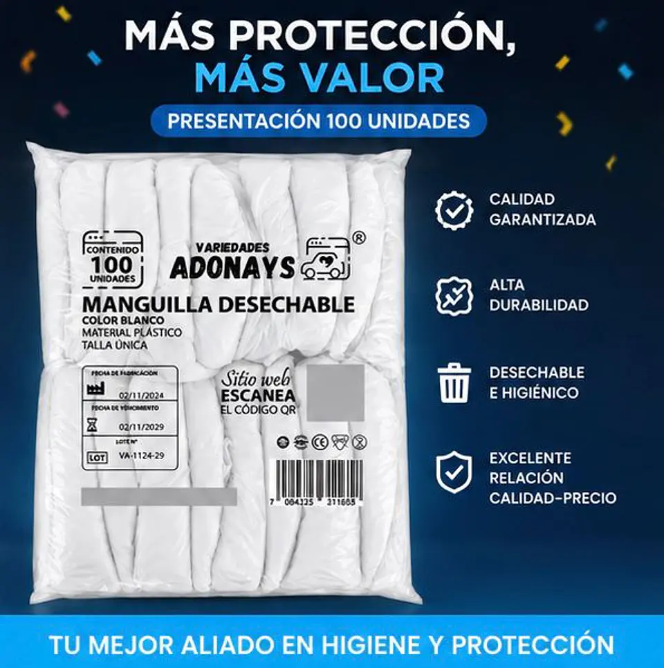 Manguilla Desechable Color Blanco – Embalaje 1.000 Unidades (10 Paquetes x 100 Unidades) 5