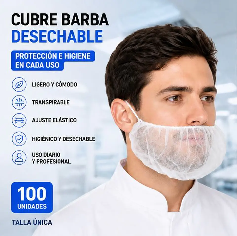 Cubre Barba Desechable Color Blanco – Embalaje 1.000 Unidades (10 Paquetes x 100 Unidades) 5