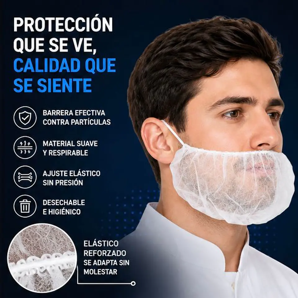 Cubre Barba Desechable Color Blanco – Embalaje 1.000 Unidades (10 Paquetes x 100 Unidades) 4
